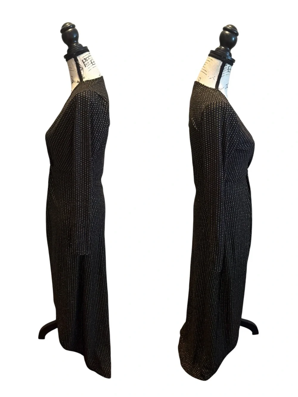 Betsey Johnson Maxi Dress Long Black Gold Metallic Twist Size Small NWOT Formal